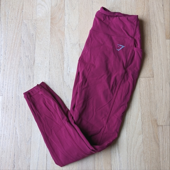 Gymshark Training pocket Leggings burgundy red color size medium - Picture 1 of 6